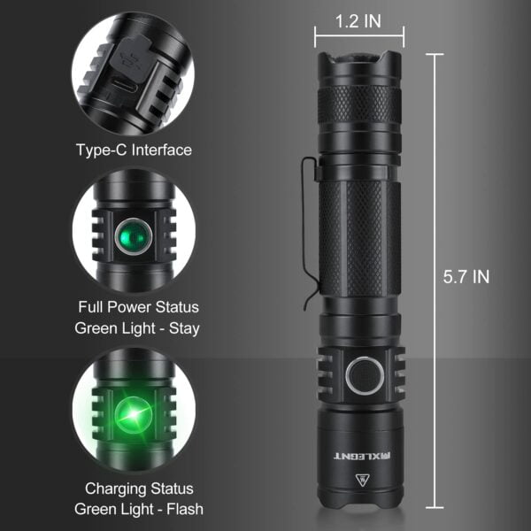Handheld Tactical Flashlight – 2000 Lumen Super Bright Tactical Torch 5 Light Modes IPX7 Waterproof Powerful Flashlights for Outdoor Camping Hiking Emergency 11