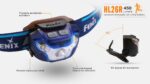 Fenix HL26R 450 Lumen USB rechargeable CREE LED running/jogging sweatband Headlamp with EdisonBright USB charging cable bundle (Blue) 26