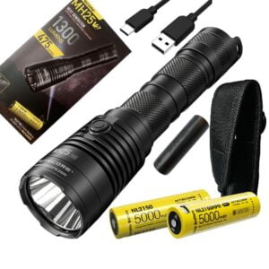 Nitecore MH25 v2 Type-C USB Rechargeable LED Flashlight – 1300 Lumens, 475 Meters w/Extra NL2150HPR Battery