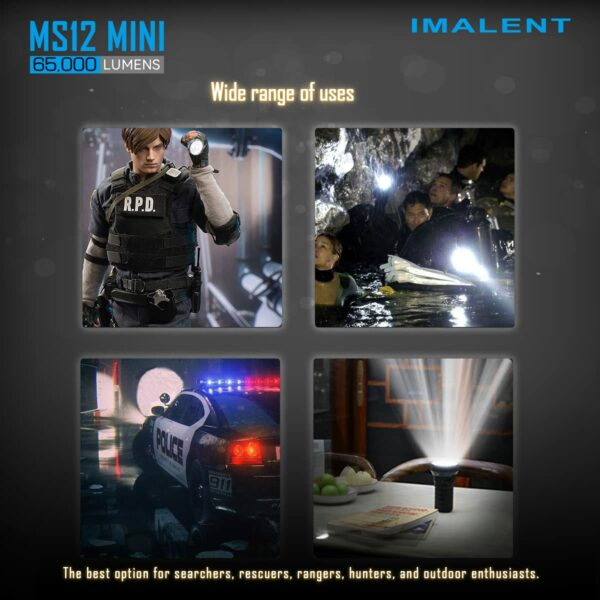 IMALENT MS12 Mini Tactical Flashlight 65000 Lumens, with 12 CREE XHP 70.2 LEDs, Long Beam Distance 1036 Meters, Built-in Cooling Tools 17