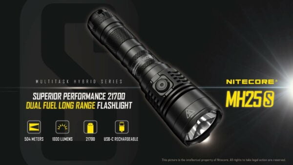 Nitecore MH25S 1800 Lumen Rechargeable Tactical Flashlight, Long Throw with 2X 5000mAh Battery and LumenTac Battery Organizer 11