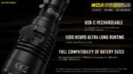 Nitecore MH25S 1800 Lumen Rechargeable Tactical Flashlight, Long Throw with 2X 5000mAh Battery and LumenTac Battery Organizer 21