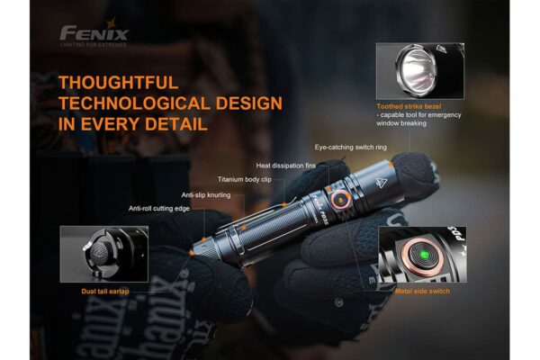 Fenix PD35 V3 1700 Lumens LED Tactical IP68 Waterproof with Aircraft Aluminum Construction, with a Rechargeable 2600 mAh Battery, Holster, and a Lumintrail USB Wall Plug 15
