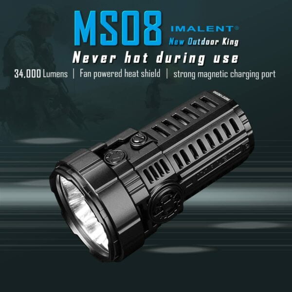 IMALENT MS08 LED Flashlight 34000 Lumens with Cree XHP 70.2nd LEDs Rechargeable Tactical Flashlight Suitable for Searching 9