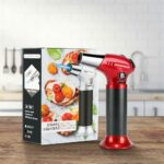 Tiikiy Blow Torch, Kitchen Cooking Torch with Lock Adjustable Flame Refillable Butane Torch for BBQ, Baking, Brulee Creme, Crafts(Butane Gas Not Included) Red 21