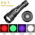 4 in 1 Multicolor Flashlight Torch, Rechargeable Tactical LED Flashlight Green White Red UV Light, Waterproof Flash Light for Astronomy, Hunting, Fishing, Pet Clothing Detection 17
