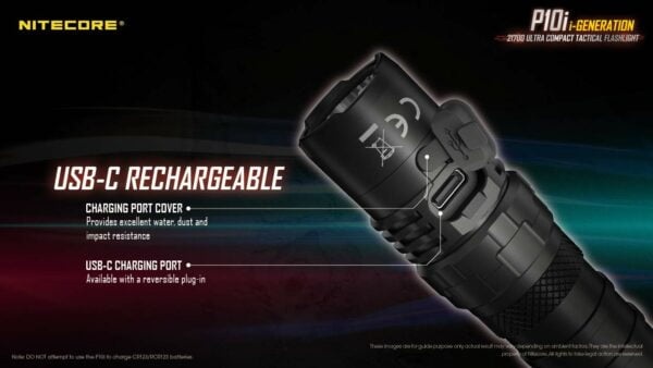 Nitecore P10i 1800 Lumen USB-C Rechargeable Tactical Flashlight, Strobe Ready with LumenTac Battery Case 13