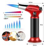 Tiikiy Blow Torch, Kitchen Cooking Torch with Lock Adjustable Flame Refillable Butane Torch for BBQ, Baking, Brulee Creme, Crafts(Butane Gas Not Included) Red 20
