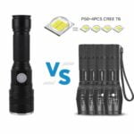 Boruit LED Flashlight, USB Rechargeable Flashlights, Super Bright 6000 Lumen P50 Flashlights, Rechargeable Tactical Waterproof Flashlight with Zoom for Camping, Hiking and Emergencies Built-in battery 19