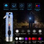 Mini Led Flashlight, Handheld Flashlight, 400 Lumens Outdoor EDC Rechargeable High Bright Multi-Functional Keychain Flashlight, with UV Light and Warning Light, P65 Water Resistant for Camping Hiking 19