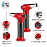 Tiikiy Blow Torch, Kitchen Cooking Torch with Lock Adjustable Flame Refillable Butane Torch for BBQ, Baking, Brulee Creme, Crafts(Butane Gas Not Included) Red 17