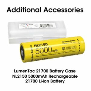 Nitecore MH25S 1800 Lumen Rechargeable Tactical Flashlight, Long Throw with 2X 5000mAh Battery and LumenTac Battery Organizer 3