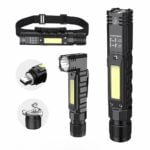 Portable Flashlight, 800 Lumens USB Rechargeable Tactical Flashlight, 90 Degree Rotate, Magnet tail, Flashlight IPX4 Waterproof Led Flashlight 5 Modes, COB Work Light for Camping, Outdoor, Maintain, Reading 20