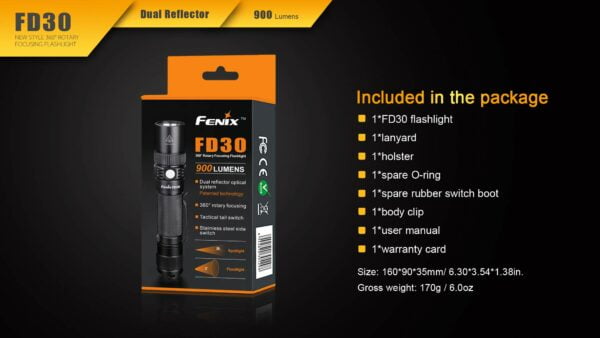 Fenix Unisex-Adult Fenix Flashlights, FD30 LED Flashlight, Black FX-FD30, Black 29