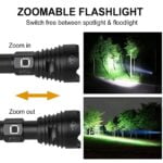 Rechargeable LED Flashlights 100000 High Lumens, Super Bright Powerful Flashlights with 5 Lighting Modes, Zoomable, Waterproof Handheld Flashlight for Hunting, Camping, Emergencies 18