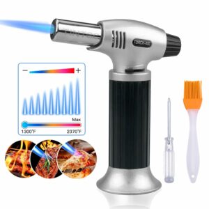 Culinary Blow Torch, Inpher Chef Cooking Torch Lighter, Butane Refillable, Flame Adjustable (MAX 2500°F) with Safety Lock for Cooking, BBQ, Baking, Brulee, Creme, DIY Soldering & more