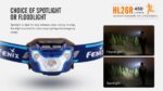 Fenix HL26R 450 Lumen USB rechargeable CREE LED running/jogging sweatband Headlamp with EdisonBright USB charging cable bundle (Blue) 24