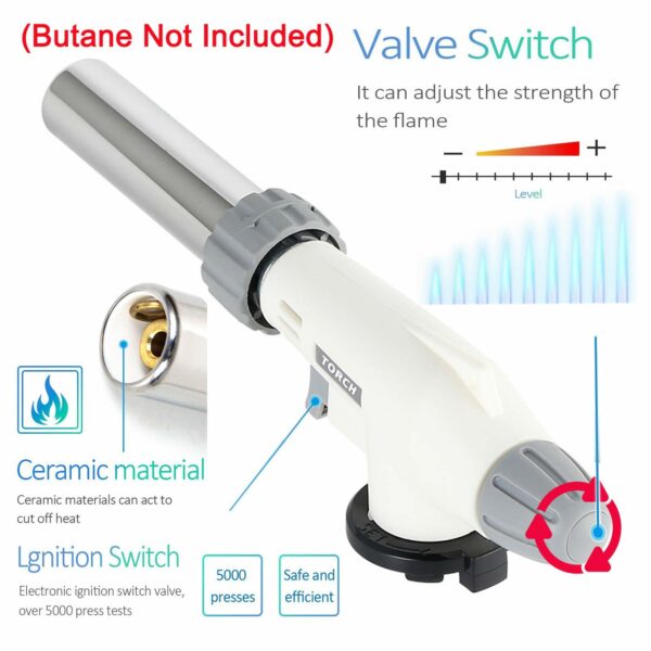 Butane Torch Kitchen Blow Torch – Chef Cooking Torch Lighter Adjustable Flame With Safety Lock Culinary Torch For Creme Brulee, Baking, BBQ Butane Gas Not Included… 13