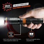 Flashlights,Rechargeable Magnetic LED Flashlights,1200 High lumens Tactical Flashlight,White/Red/Green Lights USB Charging,90 Degree Twist,IP65 Waterproof Outdoor 23