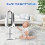 2In1 Bladeless Fan Oscillating Fan Heater Cooler,Safety Air Cooler Leafless Fan, Floor-Standing Remote Control Tower Fan,with LED Screen,for Home/Office 26