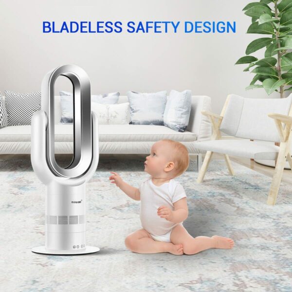 2In1 Bladeless Fan Oscillating Fan Heater Cooler,Safety Air Cooler Leafless Fan, Floor-Standing Remote Control Tower Fan,with LED Screen,for Home/Office 17