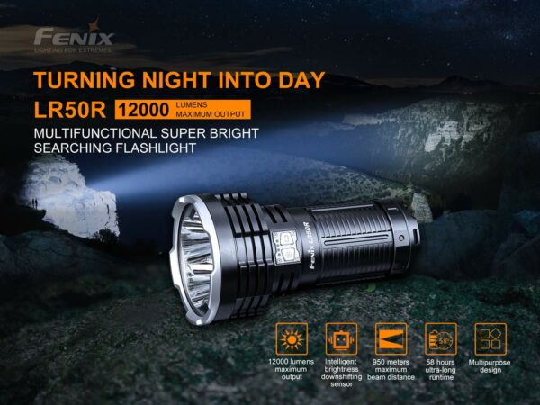 Fenix Powerful Rechargeable Search Torch (LR50R) 18