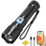 Rechargeable Flashlight High Lumens Torch, 10000 Lumens LED Super Bright Tactical Flashlights, Adjustable Zoomable Emergency Torch, 5 Modes Waterproof Flash Light for Camping Hiking Cycling 14