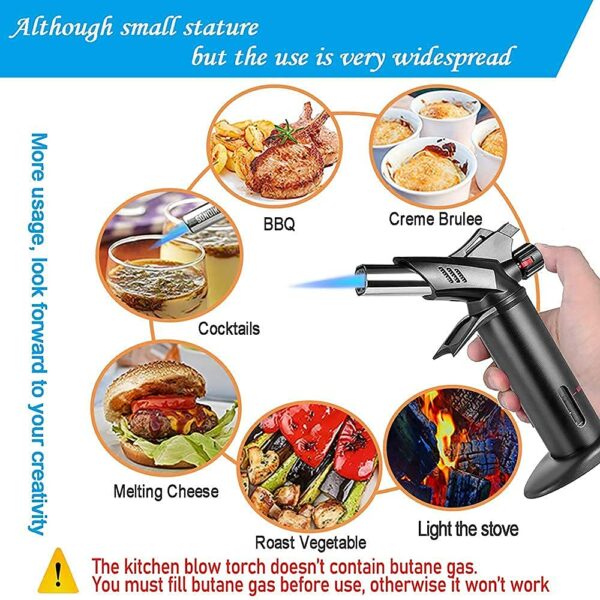 Butane Torch, Blow Torch – Professiona Chef Culinary Torch Lighter with Safety Lock and Adjustable Double Flame for Cooking BBQ Creme Brulee 14