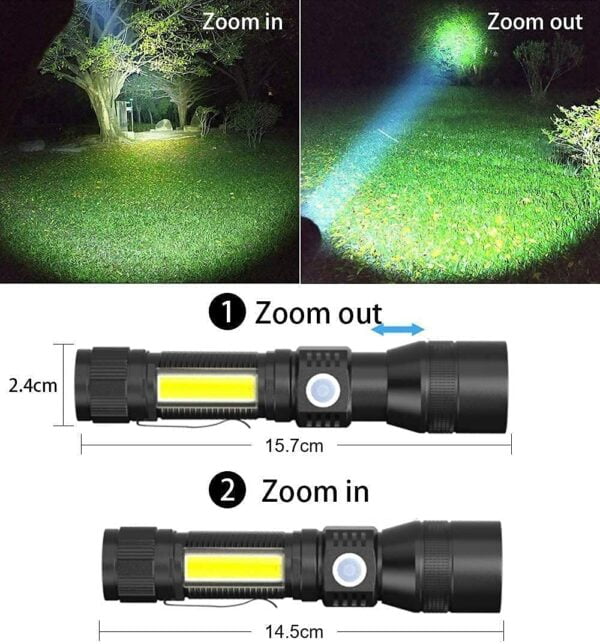 Blacklight Flashlights, 3 In 1 UV Flashlight Rechargeable Flashlight with Pocket Clip High Powered LED Light 7 Modes Waterproof (2Pcs-with battery) 18