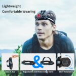 WUBEN H1 LED Headlamp Flashlight USB Rechargeable 1200 Lumens White & Red Light 10 Modes IP68 Waterproof Hard Hat Head Lamp for Work, Hiking, Climbing, Fishing, Hunting 18
