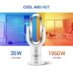 2In1 Bladeless Fan Oscillating Fan Heater Cooler,Safety Air Cooler Leafless Fan, Floor-Standing Remote Control Tower Fan,with LED Screen,for Home/Office 24