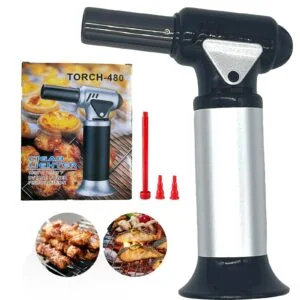 Culinary Butane Torch,Refillable Kitchen Torch Lighter Butane,Blow Torch for Cooking with Lock and Adjustable Flame (Butane Gas Not Included) Creme Brulee Torch, Cooking Mini Torch BBQ and Baking