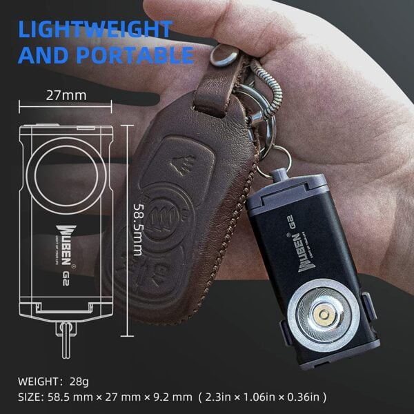 WUBEN G2 Flashlights 175° Wide Beam, Rechargeable Keychain Flashlight High Lumens with Magnet Tail and Back Clip, 5 Light Modes MIni Torch Light for Indoor, Outdoor, Dog Walking, Everyday Carry(Black) 15