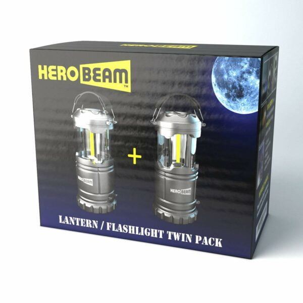 2 x HeroBeam LED Lantern V2.0 with Flashlight – Latest COB Technology emits 350 LUMENS! – Collapsible Camp Lamp – Great Light for Camping, Car, Shop, Attic, Garage – 5 Year Warranty 16