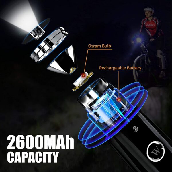 WUBEN B2 Bike Light / Pocket Flashlight, Type C Rechargeable, 1300 high Lumen LED Bicycle Headlights, 6 Modes, IP68 Waterproof Bike Lights Taillight for Cycling Road Mountain 15
