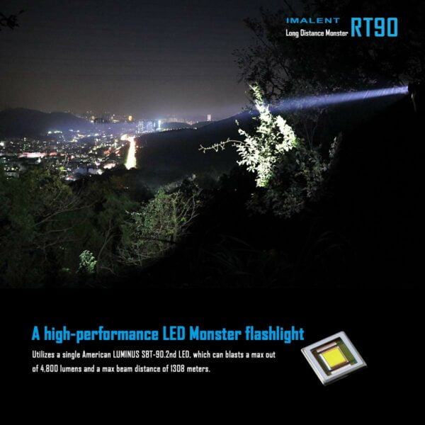 IMALENT RT90 LED Flashlight 4800 Lumens Long Beam Distance 1308 Meters High Lumen Rechargeable Tactical Flashlights Super Bright Handheld Flashlight 11