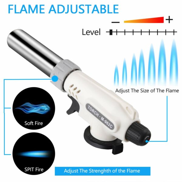 Kitchen Butane Blow Torch Lighter – Culinary Torch Chef Cooking Torches Professional Adjustable Flame with Reverse Use for Creme, Brulee, BBQ, Baking, Jewelry by TENGYES, Butane Not Included 9