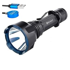 Olight Warrior X Turbo 1100 Lumens Tail Switch Tactical Flashlight, LED Torch 1000 Meters Throw, IPX8 Waterproof with Rechargeable Battery, Holster, Lanyard etc