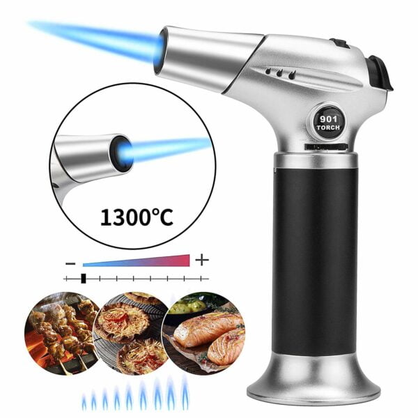 Tobepico Butane Torch Refillable Blow Torch Cooking Torches Kitchen Culinary Torch Lighter with Safety Lock and Adjustable Flame for Desserts, BBQ and Baking(Butane Gas Not Included) 9