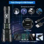 Rechargeable Flashlights High Lumens 150000, Gehavin XHP160.5 Super Bright LED Flashlight, Tactical Flashlight with Zoomable, Waterproof, 6 Modes for Camping and Emergencies 24