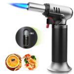 Cooking Torch, Blow Torch with Fuel Gauge, Kitchen Torches, Creme Brulee Torch, Refillable Food Torch with Adjustable Flame Lock, Fit All Butane Tanks Blow Torch for Baking, Desserts Searing DIY 18