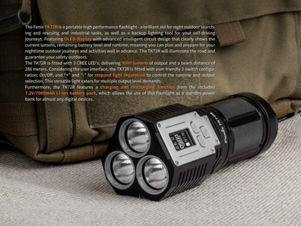 FENIX TK72R 9000 Lumen rechargeable digital display LED Flashlight/searchlight/powerbank with EdisonBright USB charging cable bundle 13