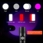 UV Light Flashlight Torch, 7 Modes Waterproof Rechargeable Black Light Flashlights, Zoomable Flash Light with Sidelight/SOS Lights/UV Light/White Light, for Pet Clothing Detection Emergency Camping 22