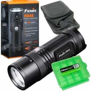 Fenix FD45 900 Lumen zoomable LED Flashlight with EdisonBright BBX4 battery carry case bundle