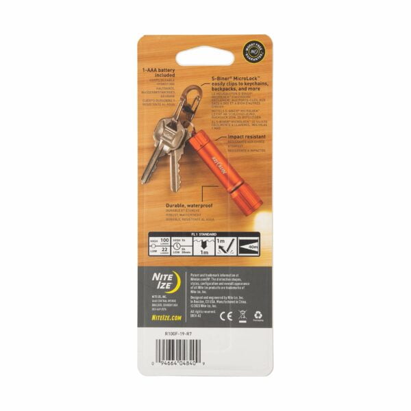 Nite Ize R100F-19-R7 Radiant 100 Keychain EDC Flashlight, Orange 18