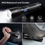 Rechargeable Flashlight with High Lumens, LED Super Bright Flashlight, Portable Adjustable Zoomable Emergency Torch with Built-in Battery, 5 Modes Waterproof Flash Light for Camping Hiking Cycling 22