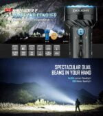 Olight Marauder 2 Powerful LED Torch 14,000 Lumens High Lumens Flashlight, 800-meter Spotlight Beam, Rechargable Tactical Light Powered by Battery Pack (Without Power Adapter) 19