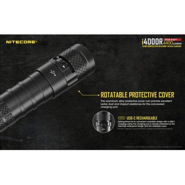 NITECORE i4000R 4400 Lumen USB-C Rechargeable Tactical Flashlight with 5000mAh battery with LumenTac Battery Case 13