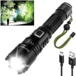 Torch, Goreit Flashlight LED Torch Rechargeable USB 10000 Lumen Handheld Torch, XHP70.2 Super Bright Tactical Flash Lights, High Powered Torches IP67 Waterproof Zoomable, for Camping Emergency Dog Walking 16
