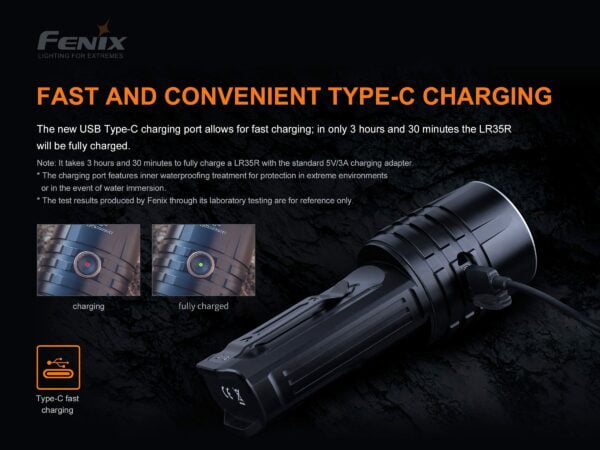 Fenix LR35R Compact 10,000 Lumen 500m USB-C Rechargeable Searchlight Torch 15